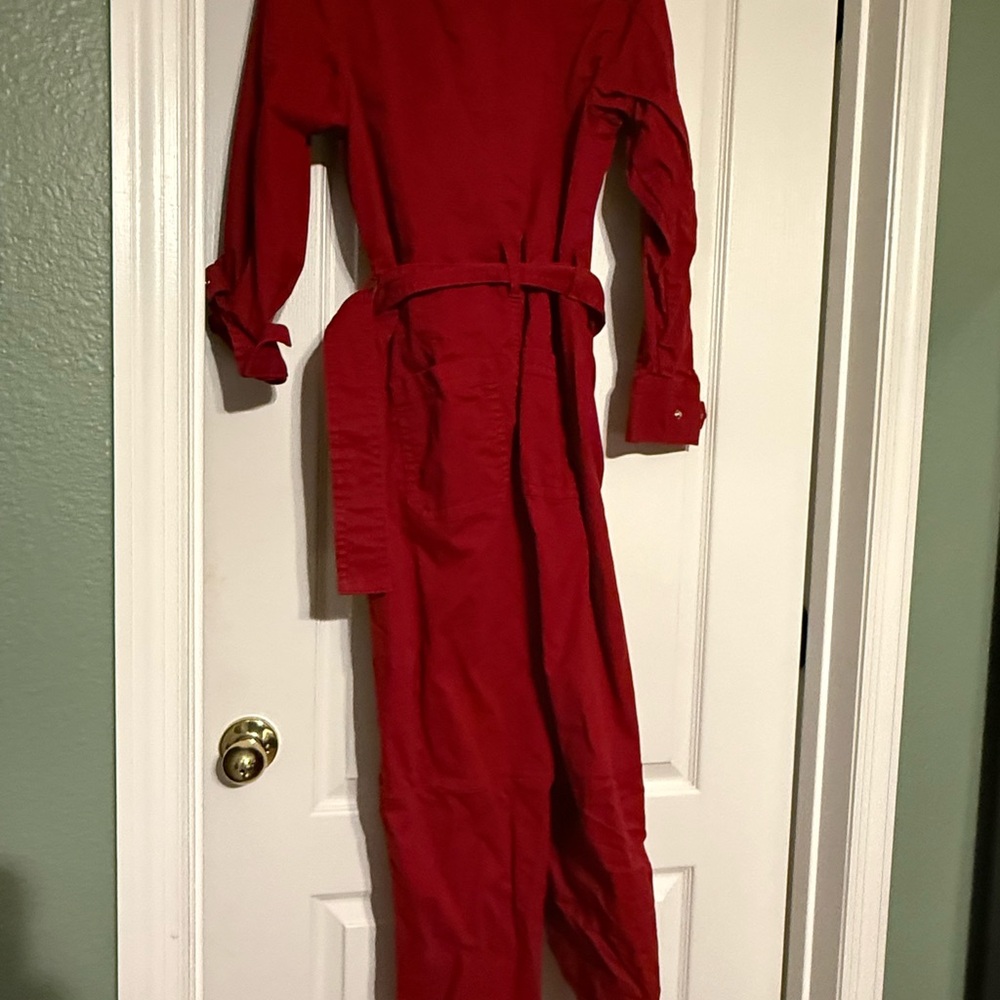 Banana Republic Red Jumpsuit with zipper and belt - Picture 3 of 5